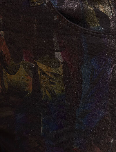 Pantalon ajusté enduit 7/8ème multicolore femme