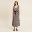 Robe midi &eacute;vas&eacute;e ceintur&eacute;e rose pastel femme
