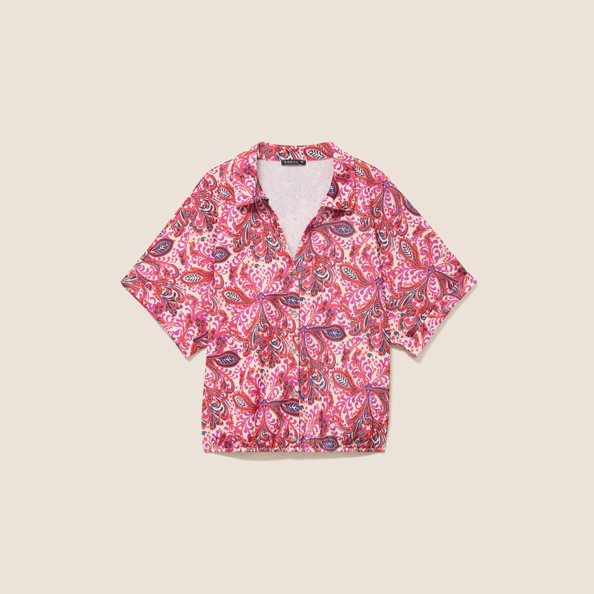 Chemisette manches courtes rose corail femme