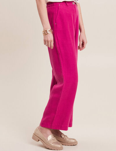 Pantalon large fluide rose fushia femme