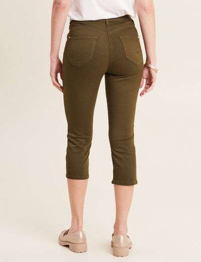 Pantacourt droit taille standard vert kaki femme