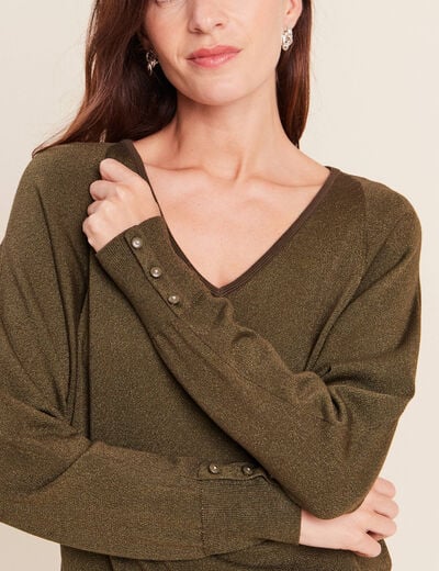 Pull manches longues vert kaki femme