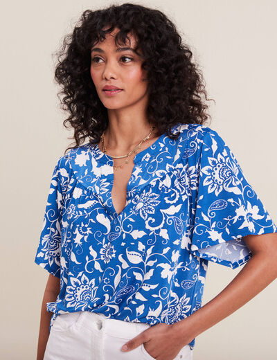 T-shirt manches courtes bleu femme