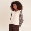 Pull col rond beige femme
