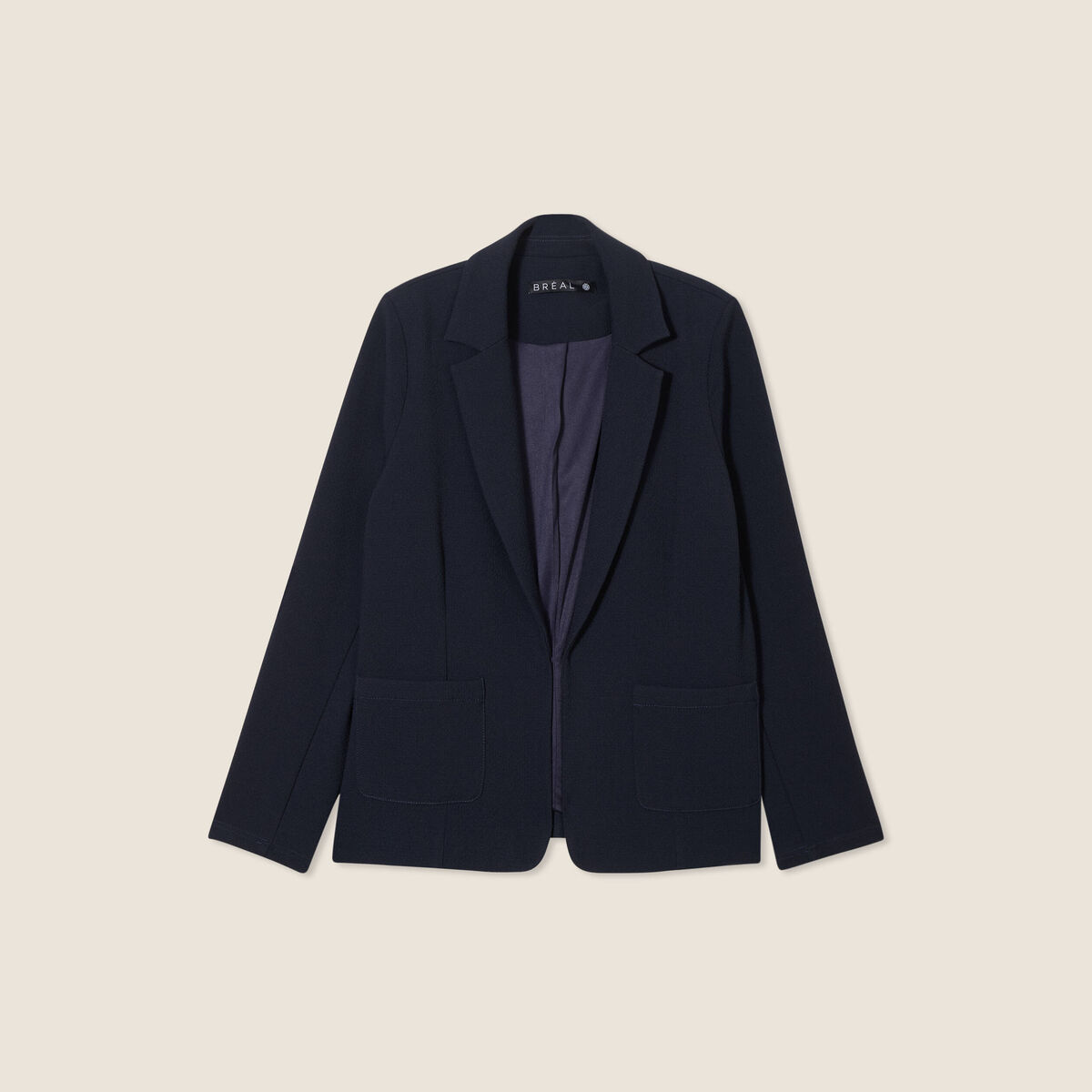 Veste tailleur cintr&eacute;e bleu fonc&eacute; femme