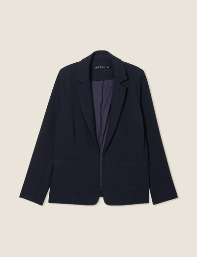 Veste tailleur cintrée bleu foncé femme