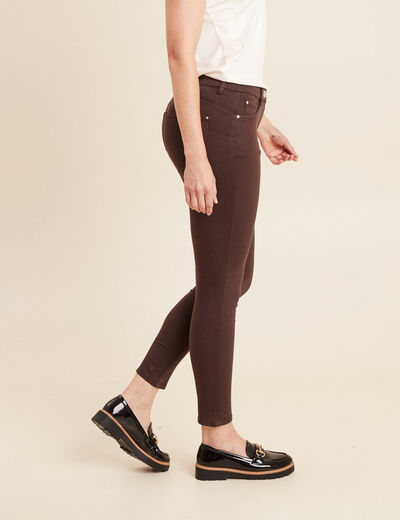 Pantalon léger taille standard 7/8ème marron foncé femme