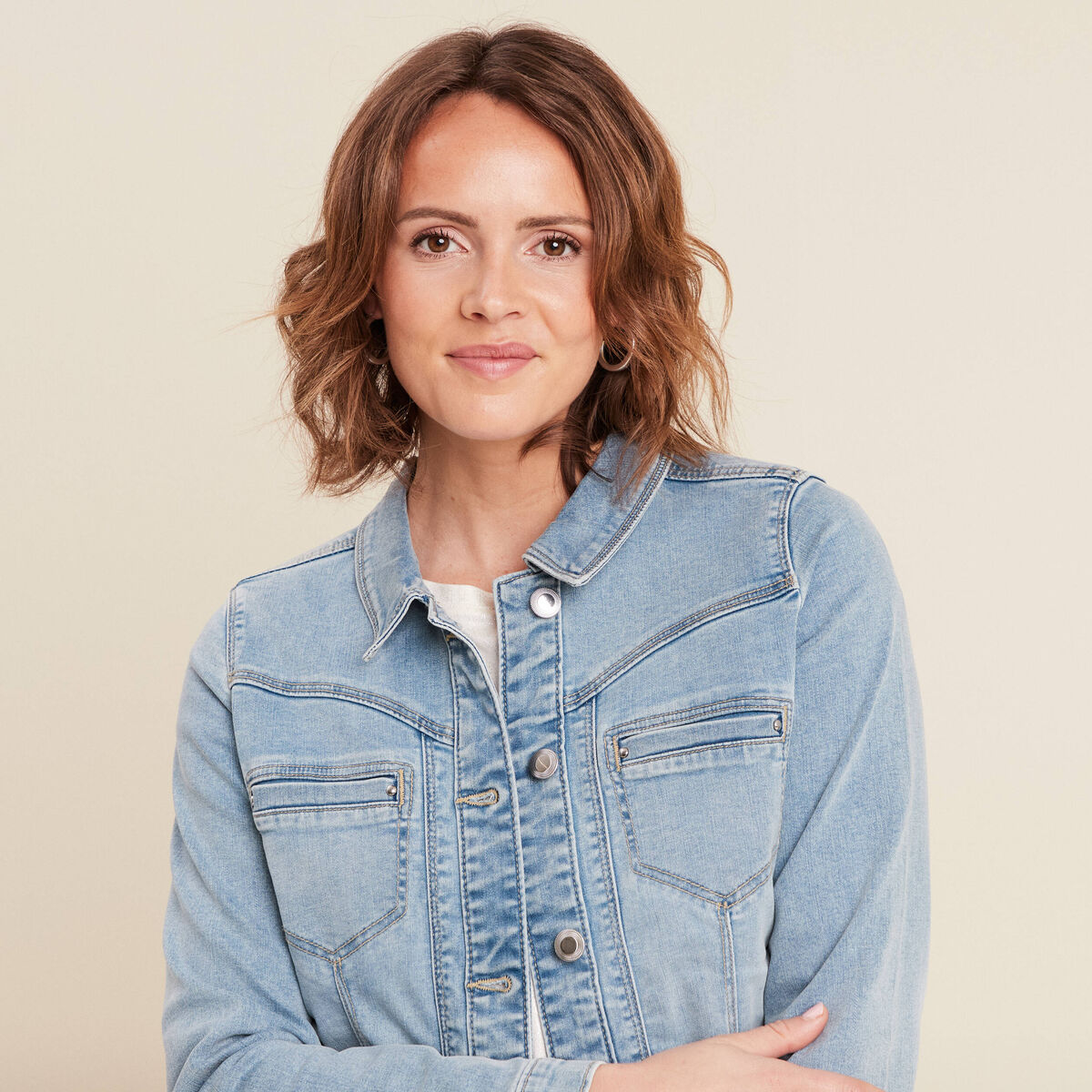 Blouson en jean denim baby bleu femme