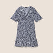 Robe courte &eacute;vas&eacute;e col V bleu femme