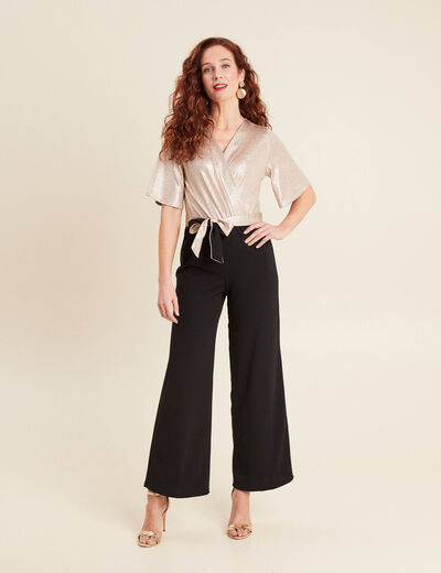 Combinaison pantalon droite couleur or femme