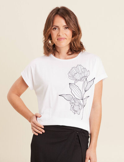 T-shirt manches courtes blanc femme