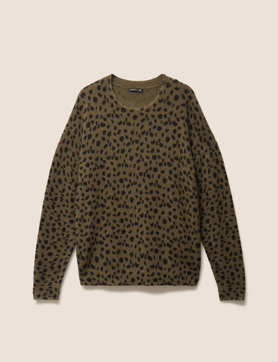Pull droit col rond manches longues vert femme