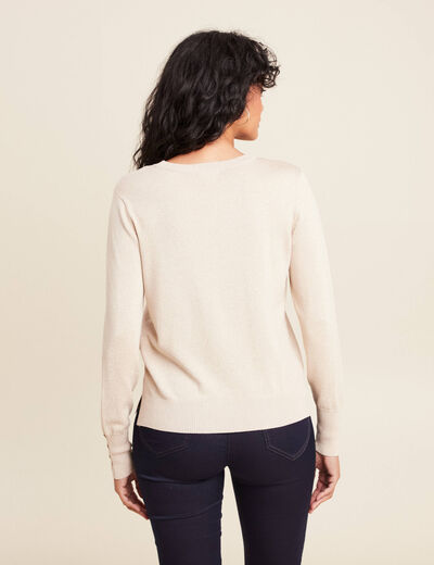 Pull col rond bas resserré couleur or femme