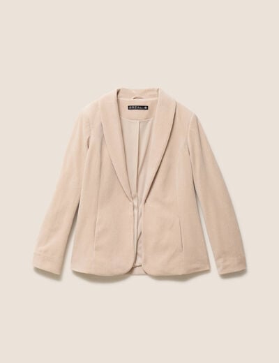 Veste tailleur velours sable femme