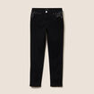 Pantalon ajust&eacute; taille bascul&eacute;e noir femme