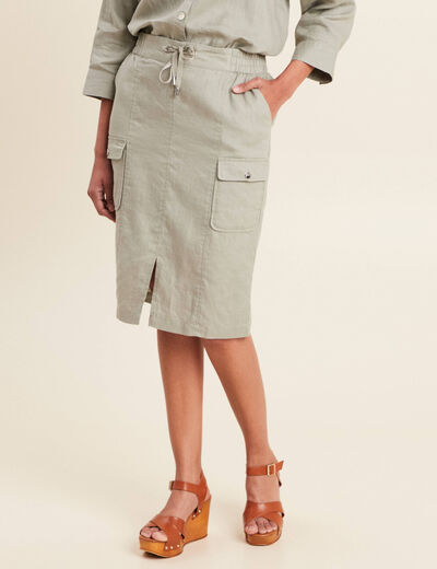 Jupe crayon taille élastiquée vert clair femme