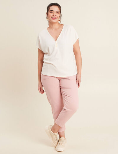 Jean carotte 7/8ème rose pastel femme