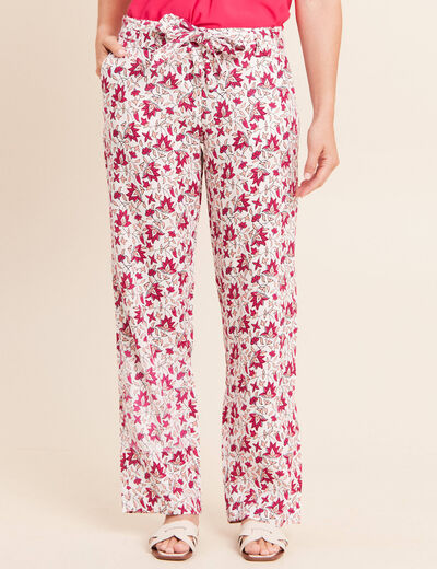 Pantalon large taille standard rose femme