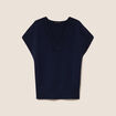 Pull col v bleu marine femme