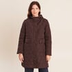 Doudoune doubl&eacute;e avec capuche marron fonc&eacute; femme