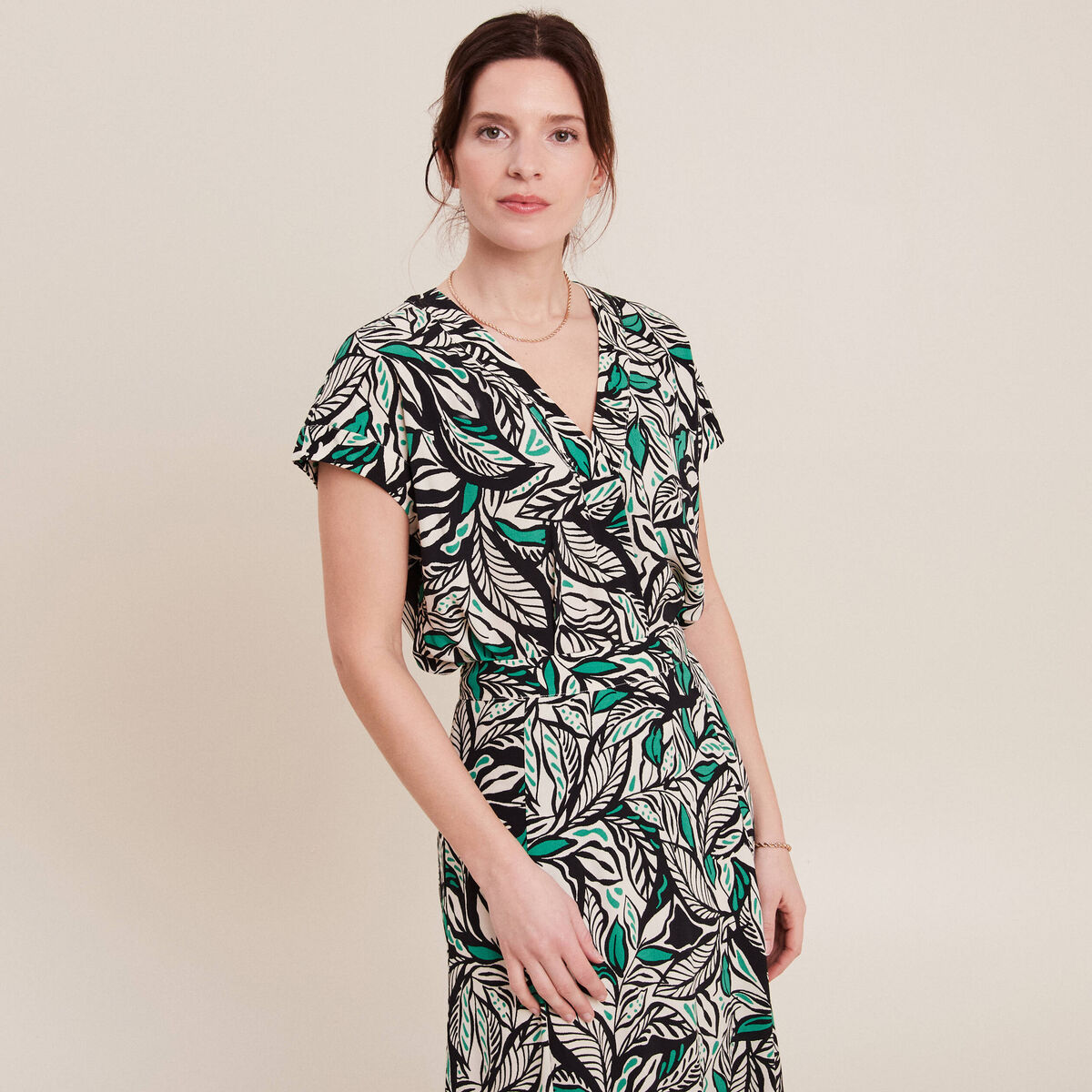 Blouse manches courtes vert femme