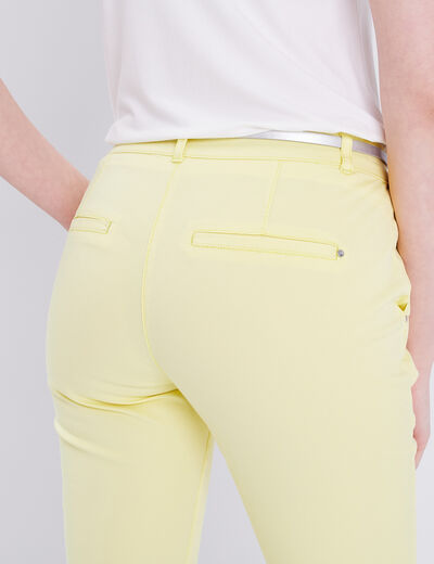 Pantalon chino droit jaune pastel femme