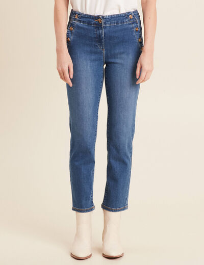 Jean droit 7/8ème à pont denim stone femme