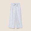Pantalon large taille haute bleu femme