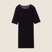 Robe droite manches 3/4 noir femme