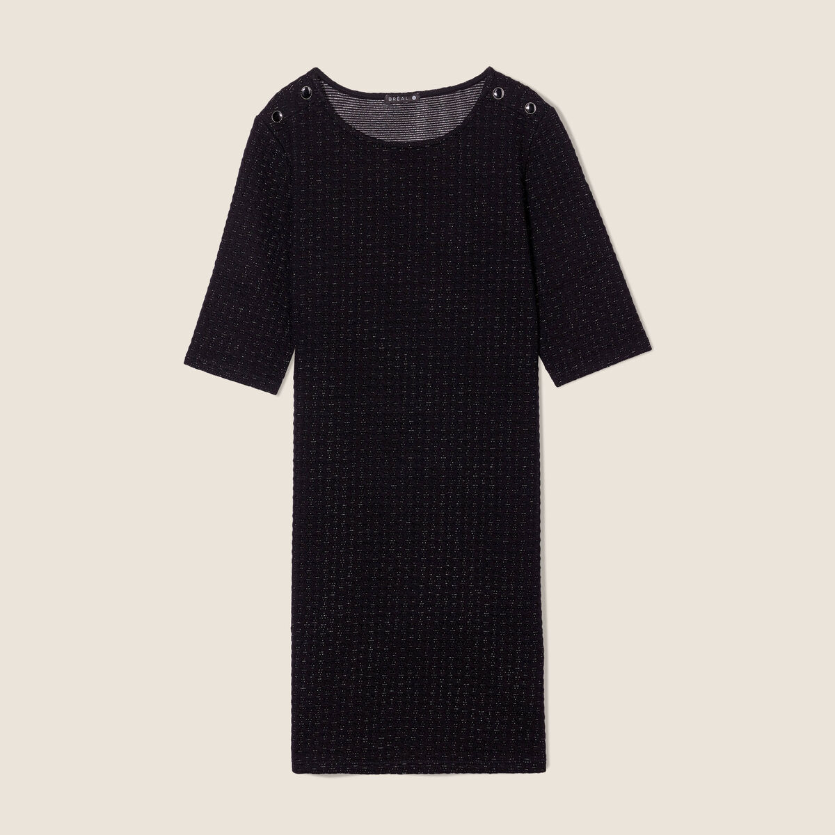 Robe droite manches 3/4 noir femme