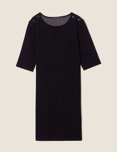 Robe droite manches 3/4 noir femme