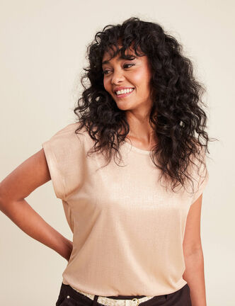 T-shirt manches courtes couleur or femme