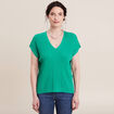 Pull &agrave; manches courtes vert turquoise femme