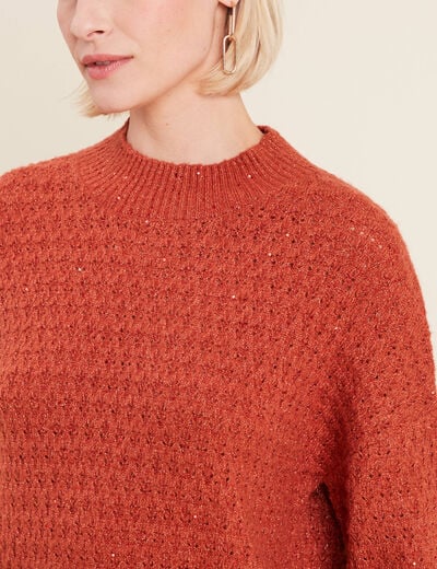 Pull manches longues sequins vieux rose femme