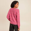 Pull col v manches longues rose fushia femme