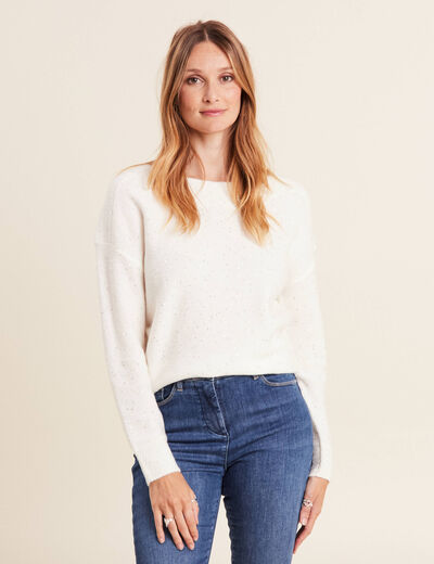 Pull manches longues ecru femme