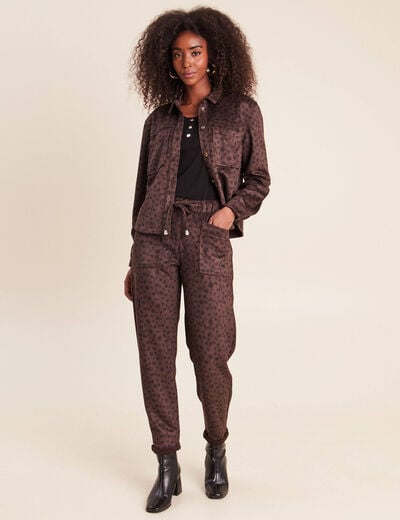 Pantalon coupe mom 7/8&egrave;me marron fonc&eacute; femme