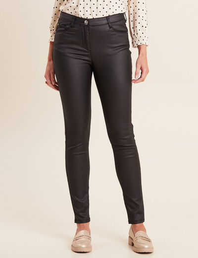 Pantalon magique L'Unique enduit noir femme