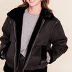 Bombardier court droit col montant noir femme