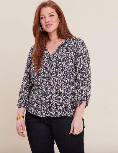 Blouse manches 3/4 noir femme