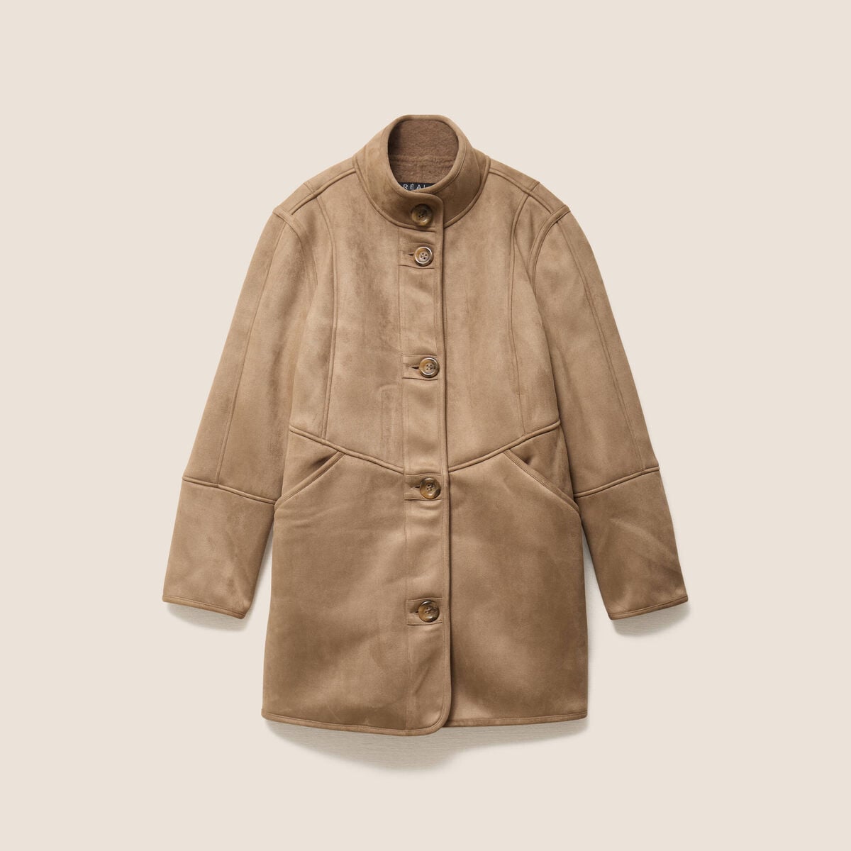 Manteau col montant sable femme