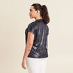 T-shirt manches courtes bleu fonc&eacute; femme