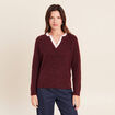 Pull bi-mati&egrave;re col tunisien bordeaux femme