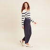 Pantalon large ceinturé bleu foncé femme