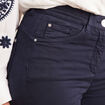Pantalon léger taille haute long bleu marine femme