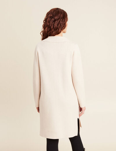 Gilet long manches longues creme femme