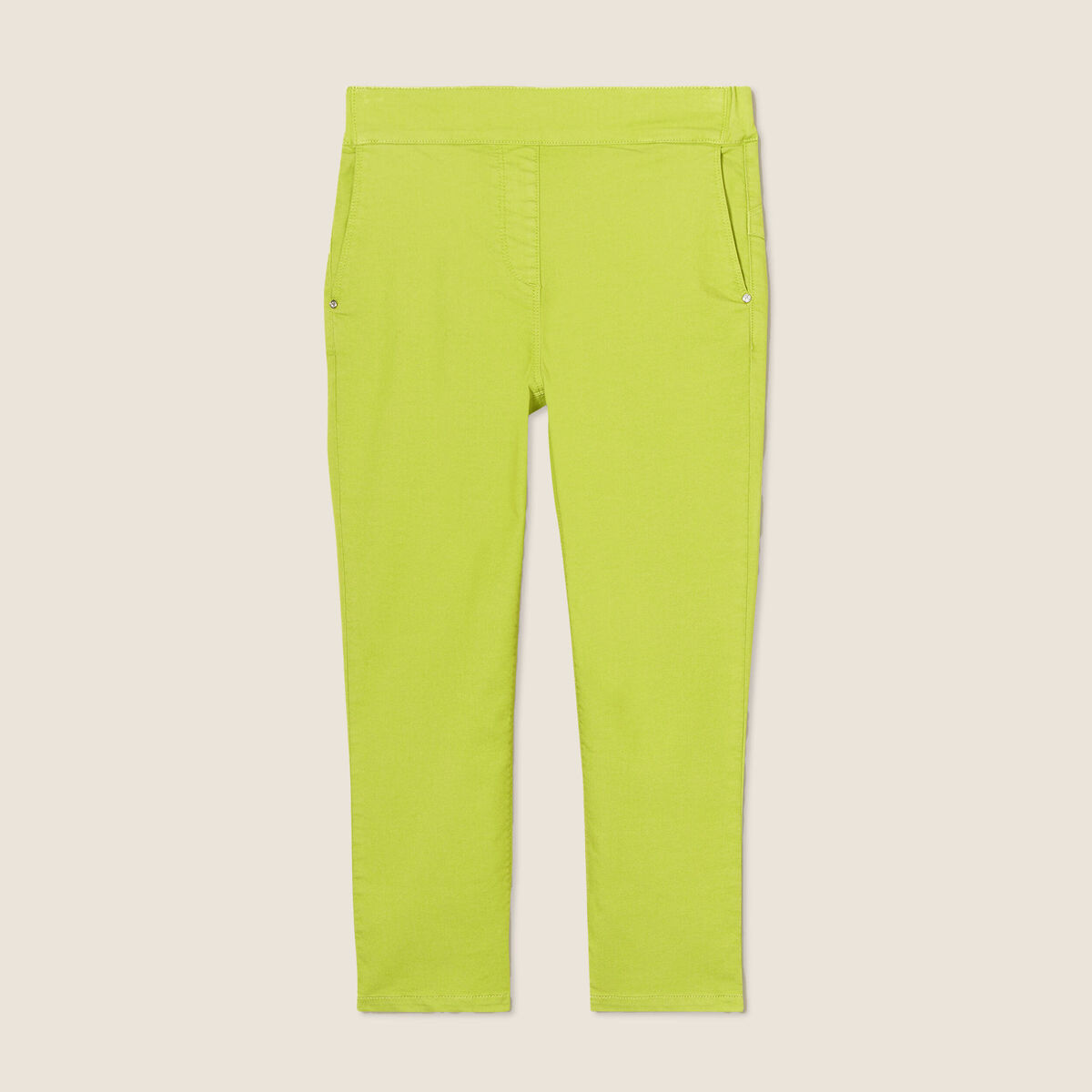 Pantacourt ajusté taille haute vert anis femme