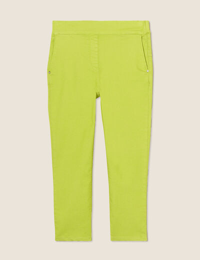 Pantacourt ajusté taille haute vert anis femme