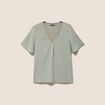 T-shirt bi-mati&egrave;re manches courtes vert clair femme