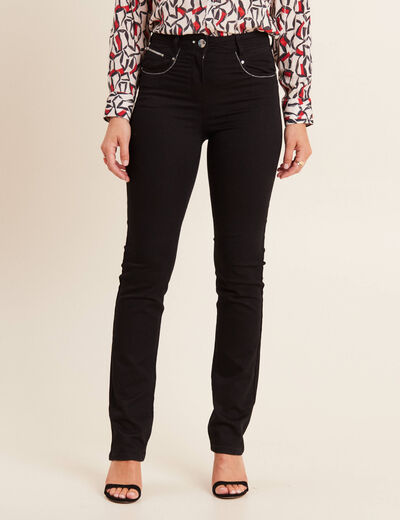 Pantalon droit taille haute noir femme